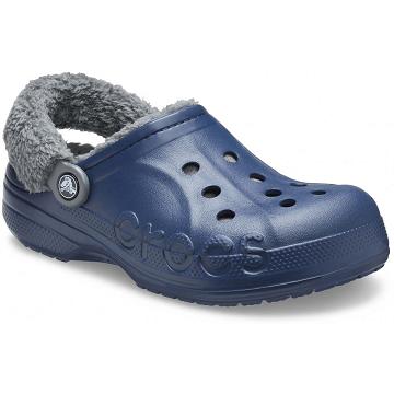 Crocs Baya Lined Fuzz-Strap Men's Clogs Navy | Australia 0716FDNM